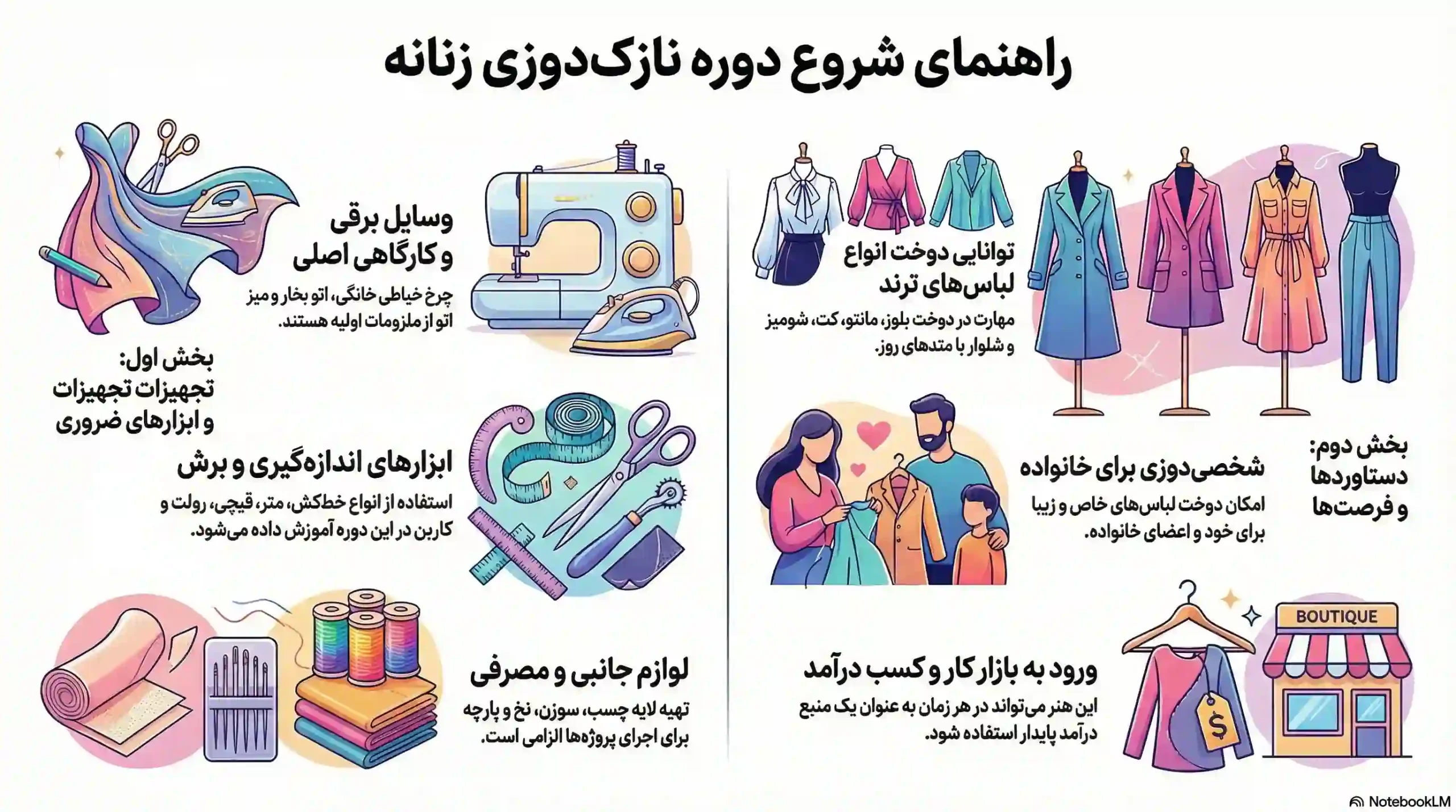 وسایل مورد نیاز دوره نازکدوز زنانه
