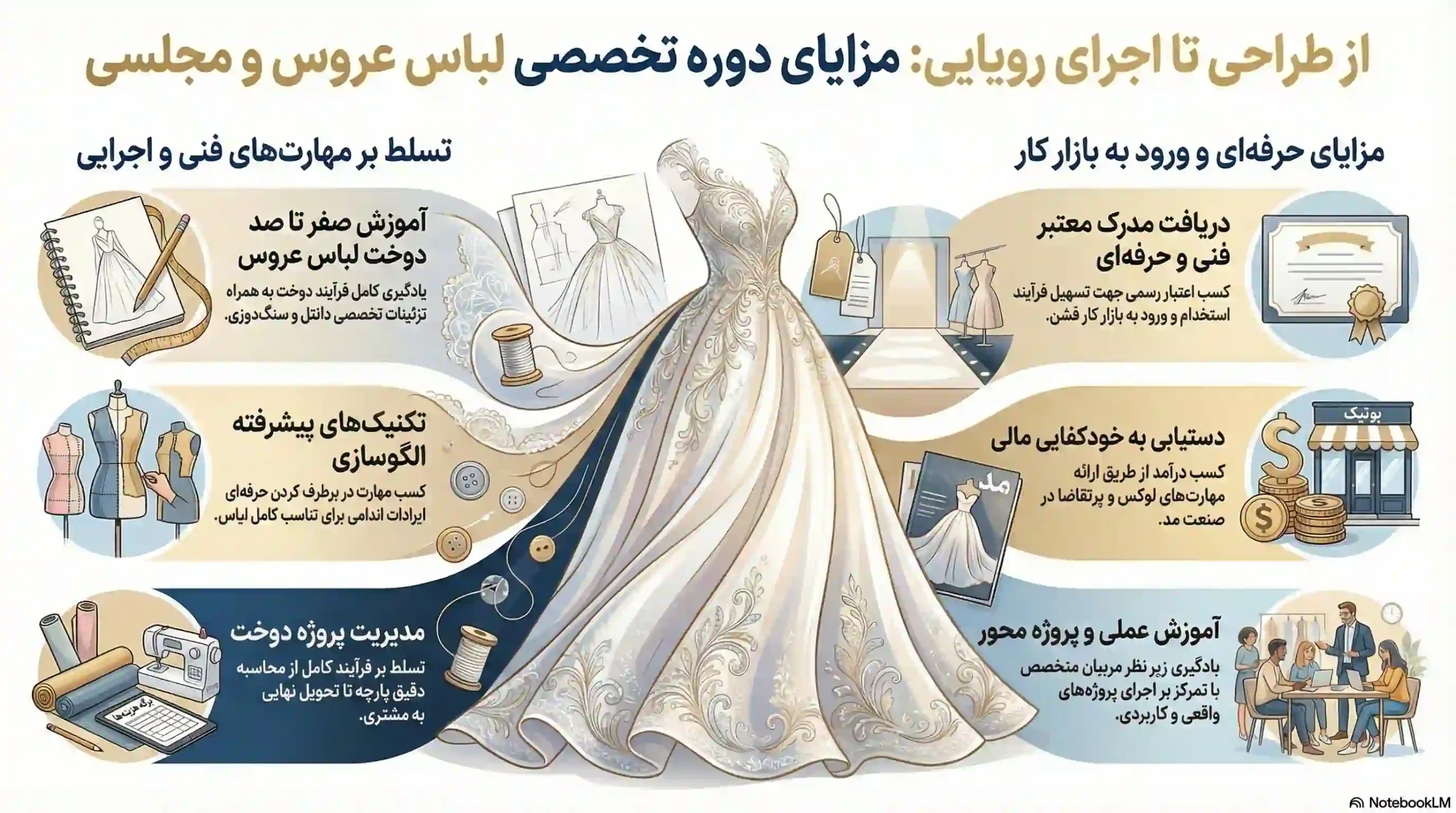 مزایای  شرکت در دوره لباس مجلسی و عروس مشهد