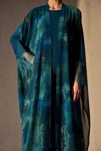 مانتو عبایی طرح دار حریر
