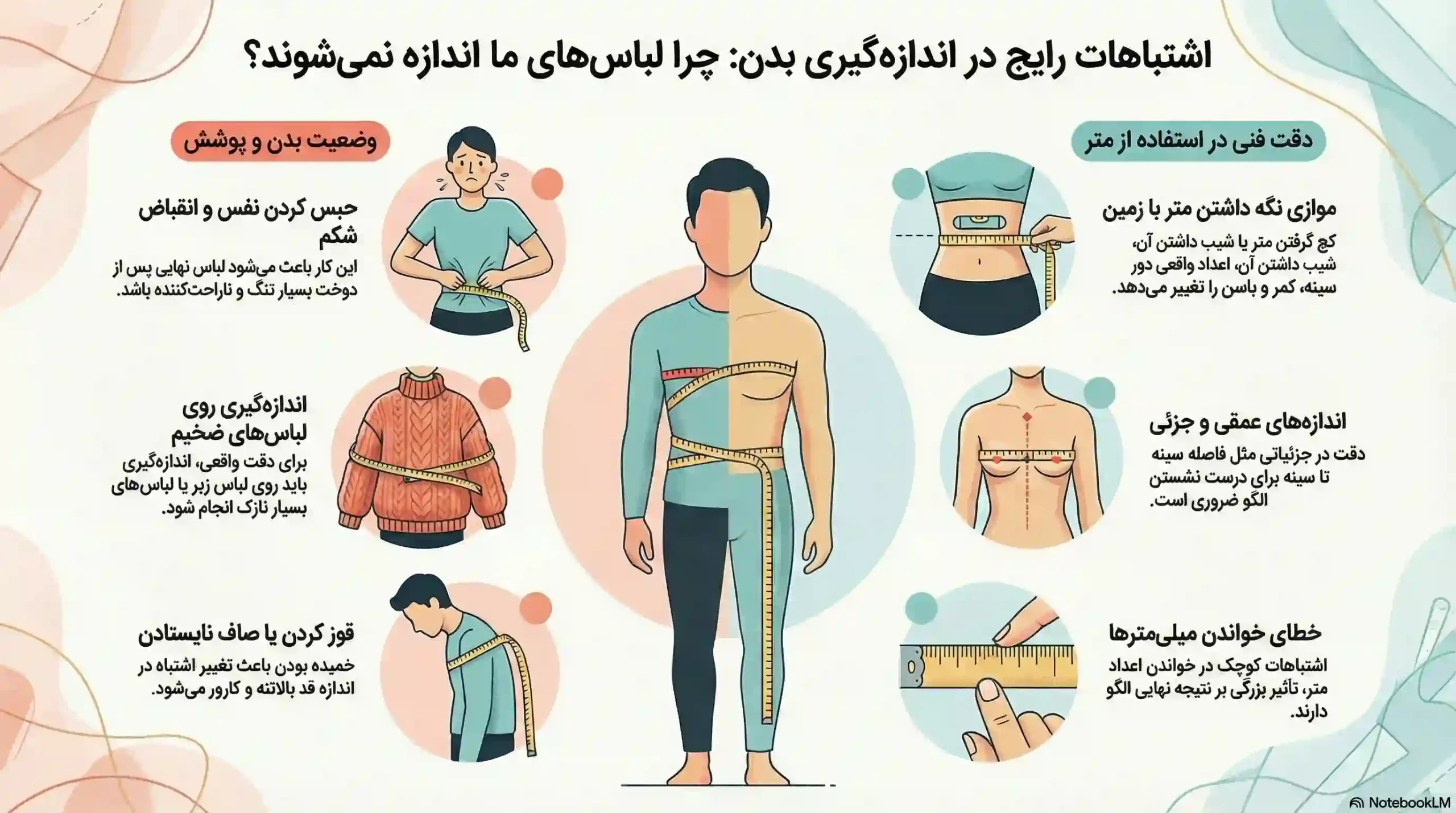 اشتباهات رایج در اندازه‌گیری بدن و نحوه اصلاح آن‌ها